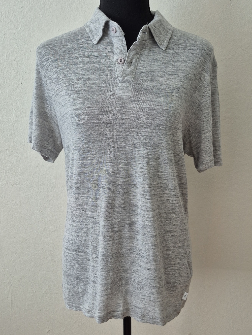 Onia Shaun Linen Jersey Polo Light Heather Gray Sz S/P Good Condition